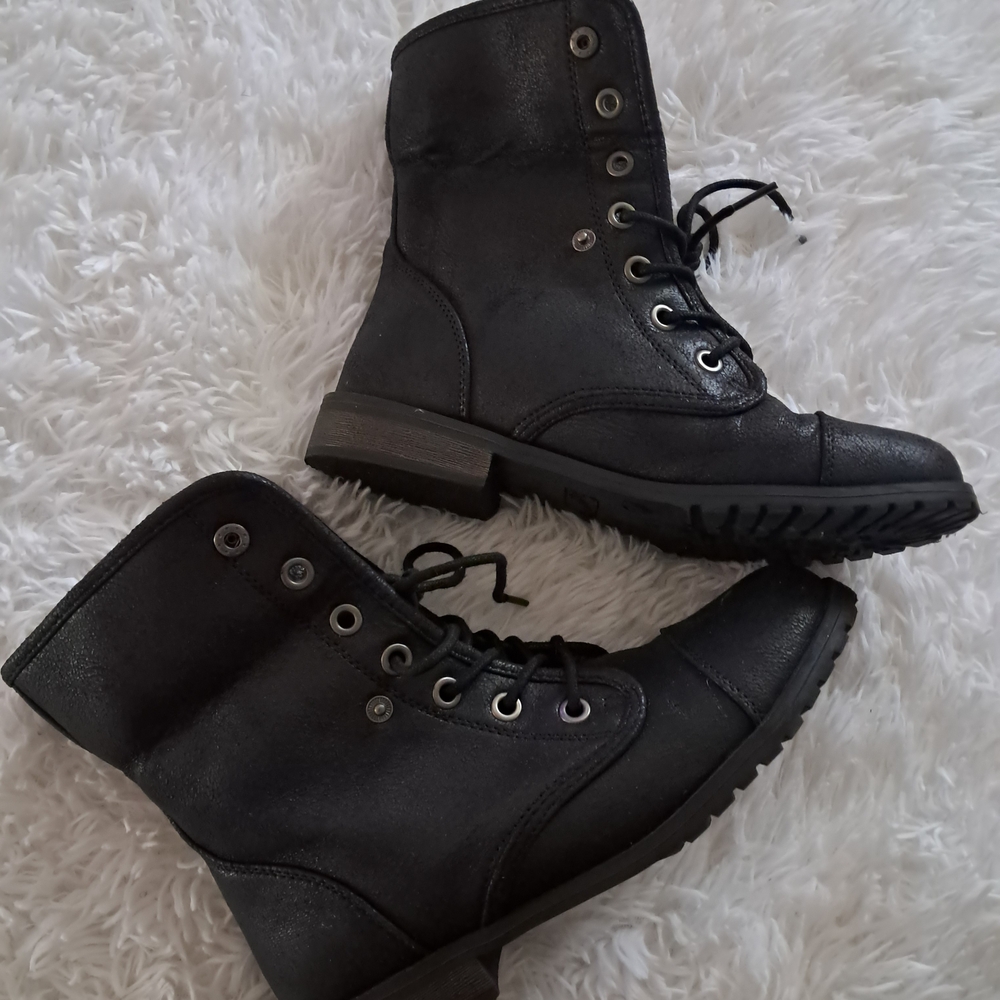 Seychelles Fleece Lined Combat Boots Black Size 8.5W Winter Grunge Goth